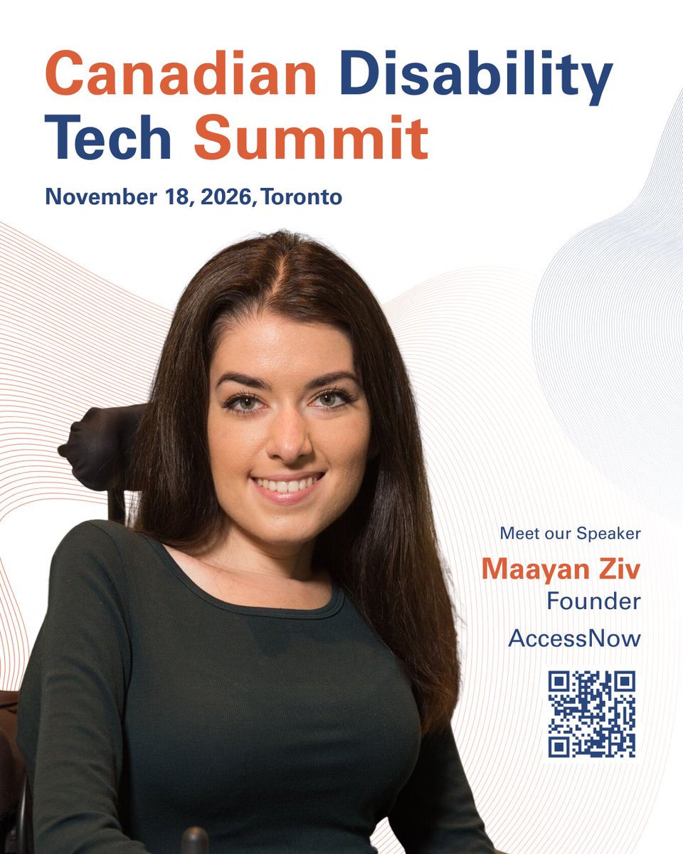 AccessToSuccess's tweet photo. You’ve seen her work. You’ve probably seen her on your feed. Now you can hear from @maayanziv in person at the Canadian Disability Tech Summit 2026.

🎟️ Join us: https://t.co/cfjoJANVnE
📅 November 18, 2026
📍 Toronto, ON

#DisabilityTech #AssistiveTechnology @AccessNowApp https://t.co/nosTho2cb0