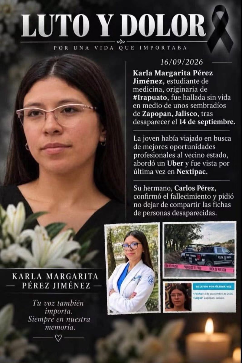 HtTrejo's tweet photo. Otra más, y otra y otra, dia tras día, va cobrando la vida de nuestras mujeres. 

<<Fue localizada SIN VIDA en una brecha por Nextipac. 
Lo que vive México es terrorismo. 
Carajo que no están hartos de que cada día quiten la vida a decenas de personas y no pase nada y solo encuentran a los culpables cuando la víctima es extranjera y presionan otros países.
México es una fosa común. 
Y la sociedad ya se acostumbró.
Descanse en paz y consuelo a la familia. 🙏>>