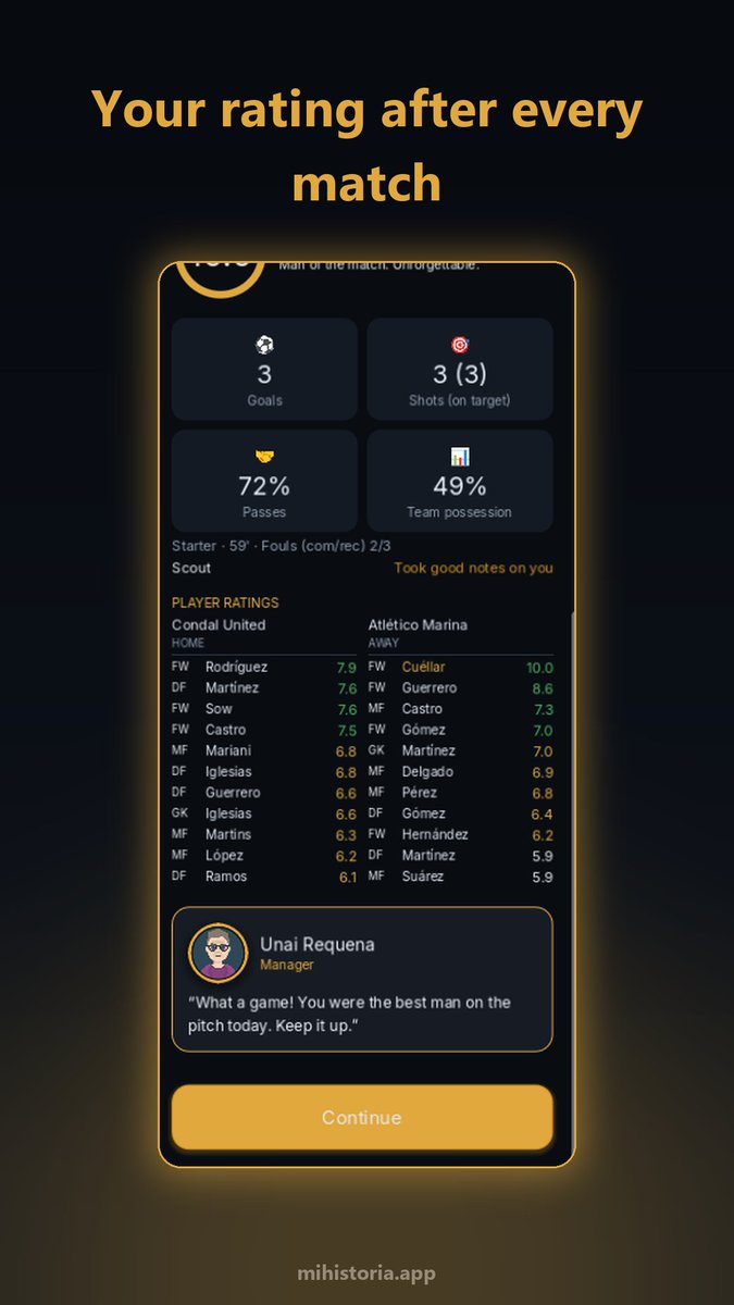 MiHistoria_app's tweet photo. From unknown kid to legend. Every season, every goal and every award is written into your story. How far will you go? 🏆

Free Android beta 👉 https://t.co/B0V0GYNNif

#indiedev #MadeWithGodot https://t.co/d07dC0DSsd
