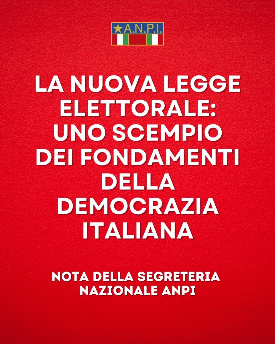 Anpinazionale's tweet photo. Leggi la nota della Segreteria nazionale ANPI: https://t.co/aPMhNssKjK https://t.co/dIhIOyZ5Ql