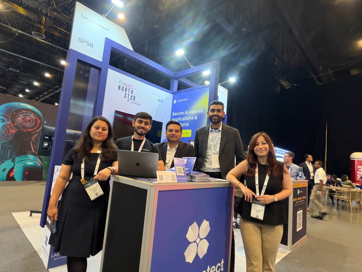 LangProtect's tweet photo. Day 2 at @GISECGlobal 2026, and it’s been another busy one!🇦🇪🔐

Great conversations with teams across manufacturing, healthcare, BFSI, oil &amp; gas, IT services, and more.

Two days down. One more to go! 🚀

#GISEC2026 #AISecurity #CyberSecurity #LangProtect https://t.co/fsPsStahQE