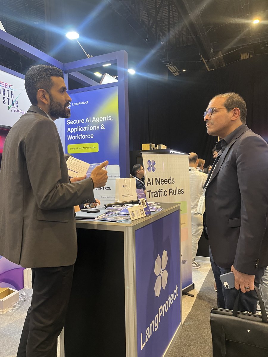 LangProtect's tweet photo. Day 2 at @GISECGlobal 2026, and it’s been another busy one!🇦🇪🔐

Great conversations with teams across manufacturing, healthcare, BFSI, oil &amp; gas, IT services, and more.

Two days down. One more to go! 🚀

#GISEC2026 #AISecurity #CyberSecurity #LangProtect https://t.co/fsPsStahQE