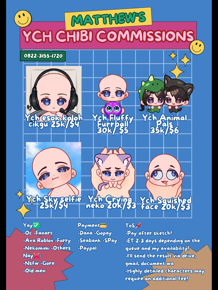 ryuusharkie's tweet photo. #WTS #COMMISSIONS #Zonajajan 

Haii, aku Open Commissions Ych Chibii nih guyss, buat yang berminat atau mau tanya" bisa langsung chat aku yah! thankyouu^^

#chibiart #cute #ychchibi https://t.co/BBlZCo0mdV