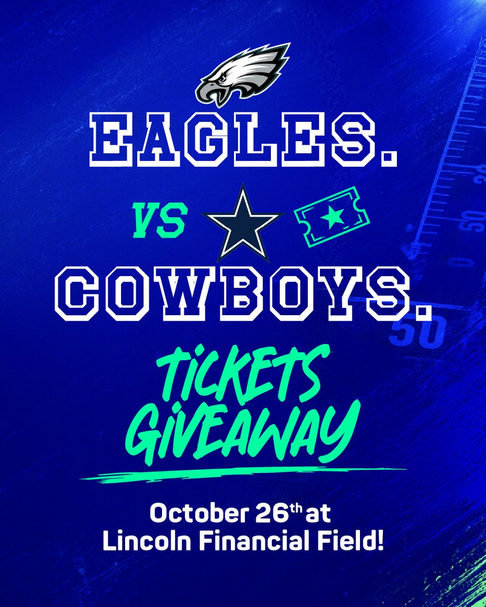blulightnj's tweet photo. Eagles vs. Cowboys at Lincoln Financial Field? Yeah, we’ve got tickets. 🦅 And not just any seats. We’re talking 50-yard line seats. Grab qualifying @niche.nfe or @goodies.nj items for your chance to win tickets to the October 26th game. Ask a budt3nd3r for all the details. Must be 21+. Terms apply.