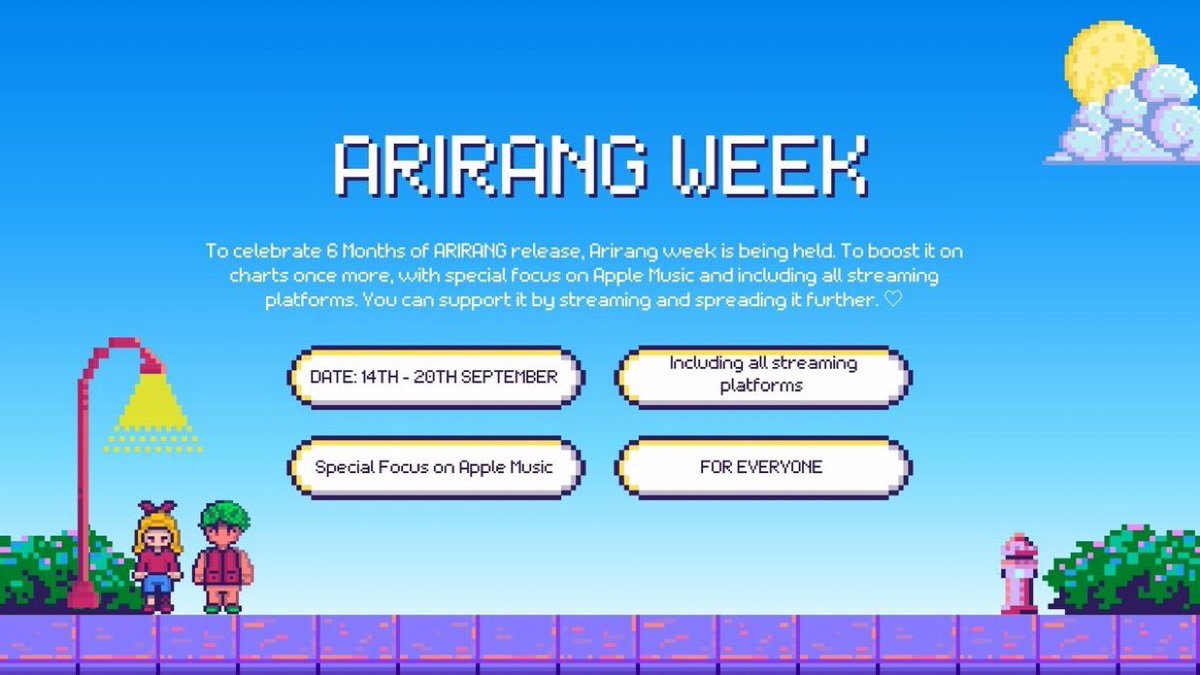 nicolegotnojams's tweet photo. 🚨 ARIRANG STREAMING WEEK Day 4

18th is BTS' iheart festival. Before that let's boost BTS' streams. Please Join. Let's boost ARIRANG on charts. 🔥 
Drop streaming ss below with #TimelessAlbumArirang👇

GOAL: 100 SS 🔥

🔗 https://t.co/ACgdSu847r https://t.co/yxwgwy3gfb