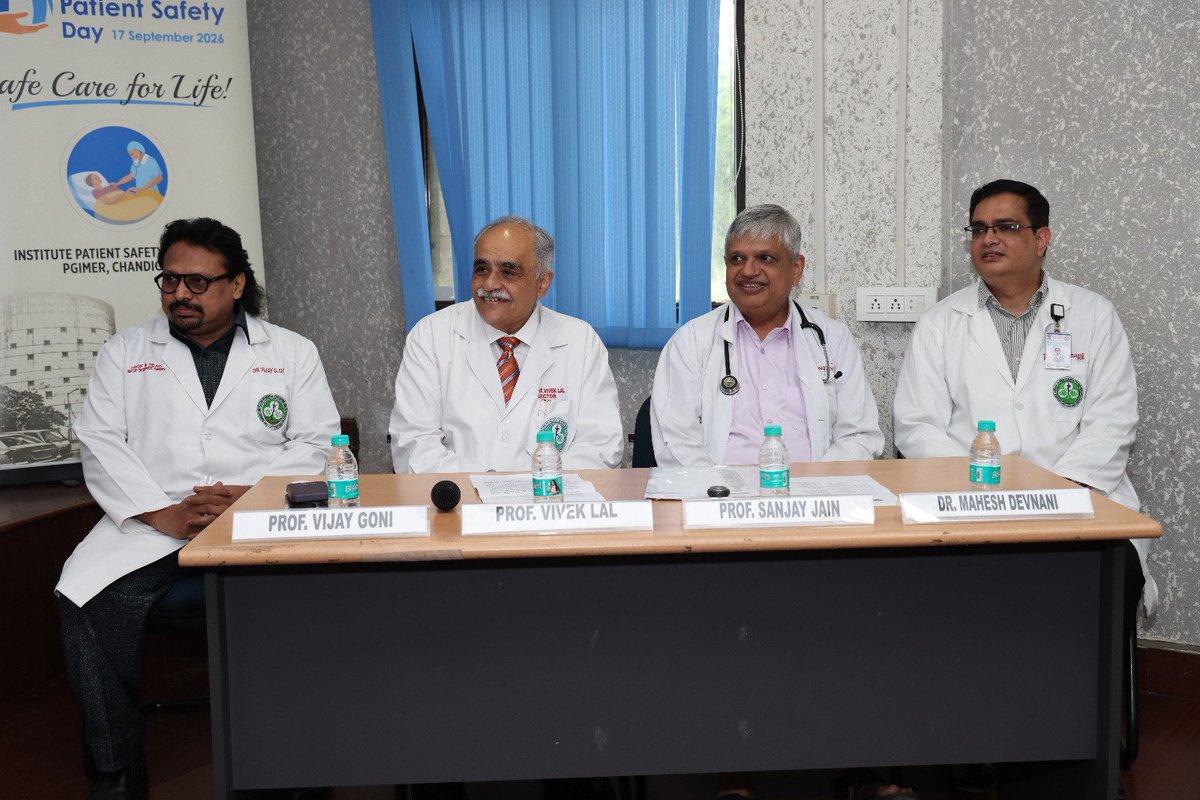 pgichd's tweet photo. On World Patient Safety Day, PGIMER, Chandigarh organised a seminar under the aegis of the Institute Patient Safety Committee. Prof. Vivek Lal, Director reaffirmed the institute's commitment towards safer care, prevention of avoidable harm and building a sustained safety culture. https://t.co/0LPuCimgZ8