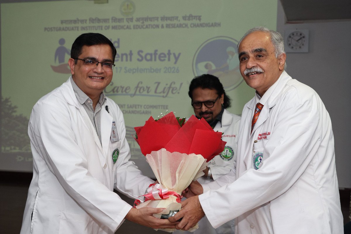 pgichd's tweet photo. On World Patient Safety Day, PGIMER, Chandigarh organised a seminar under the aegis of the Institute Patient Safety Committee. Prof. Vivek Lal, Director reaffirmed the institute's commitment towards safer care, prevention of avoidable harm and building a sustained safety culture. https://t.co/0LPuCimgZ8