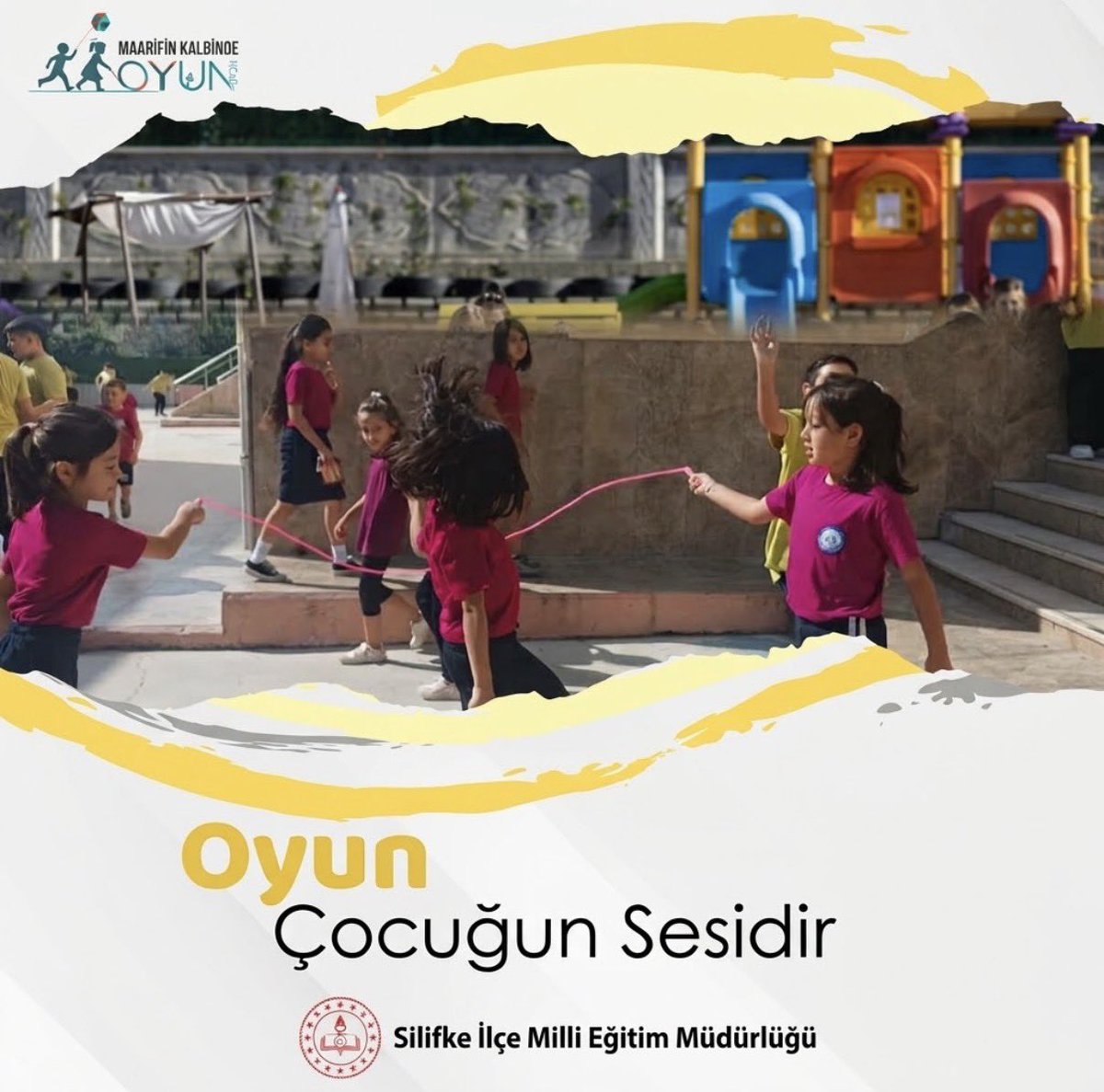 SilifkeArGe's tweet photo. 📌 MAARİFİN KALBİNDE OYUN 🪁

Çocuklarımız kendilerini en samimi şekilde oyun yoluyla ifade eder; duygularını, düşüncelerini ve enerjilerini oyunla ortaya koyarlar. 💛

Türkiye Oyun Politika Belgesi ve Eylem Planı doğrultusunda, evlatlarımızın oyun aracılığıyla kendilerini özgürce ifade edebilecekleri, iletişim kurabilecekleri ve birlikte öğrenebilecekleri sağlıklı ortamlar oluşturuyoruz.

🌿 Çünkü Maarifin kalbinde oyun, çocuklarımızın neşesi, paylaşımı ve öğrenme yolculuğudur.

#MaarifinKalbindeOyun
#TürkiyeOyunPolitikaBelgesi
#OyunlaÖğrenme
#BirlikteBüyüyoruz

@tcmeb
@Yusuf__Tekin
@MersinValiligi
@valiatillatoros
@Muhammed0744
@kltiinerolu