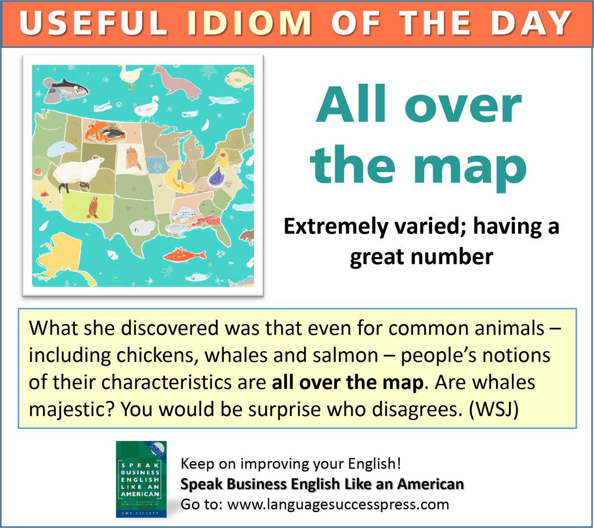 LanguageSuccess's tweet photo. Useful #English - all over the map: disorganized, inconsistent, or covering many different topics.

▶️ Thanks to our boss's chaotic management style, the meeting was all over the map and we never reached any decisions. https://t.co/IgTGRXuNnA