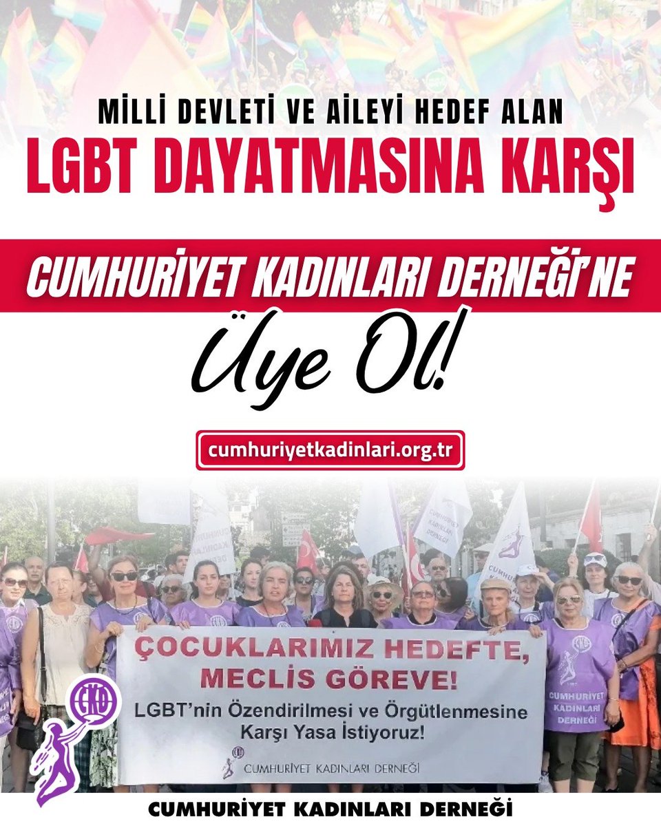ckdgenelmerkez_'s tweet photo. MİLLİ DEVLETİ VE AİLEYİ HEDEF ALAN LGBT DAYATMASINA KARŞI CUMHURİYET KADINLARI DERNEĞİ'NE ÜYE OL! 🇹🇷

Üye olmak için ⬇️
https://t.co/hH2iOUMQ7R https://t.co/MhDEO00a1n