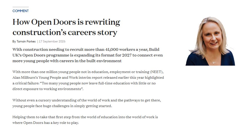 OpenDoorsWeek's tweet photo. Can you afford not to be involved? 💭

Read why hosting Open Doors events help shape construction's next generation of talent. Read more and get your profile live on the OD website now 👇

https://t.co/74wxIYHtsH

@BuildingNews 

#OpenDoors27 #Construction https://t.co/Qztsg6GNAO