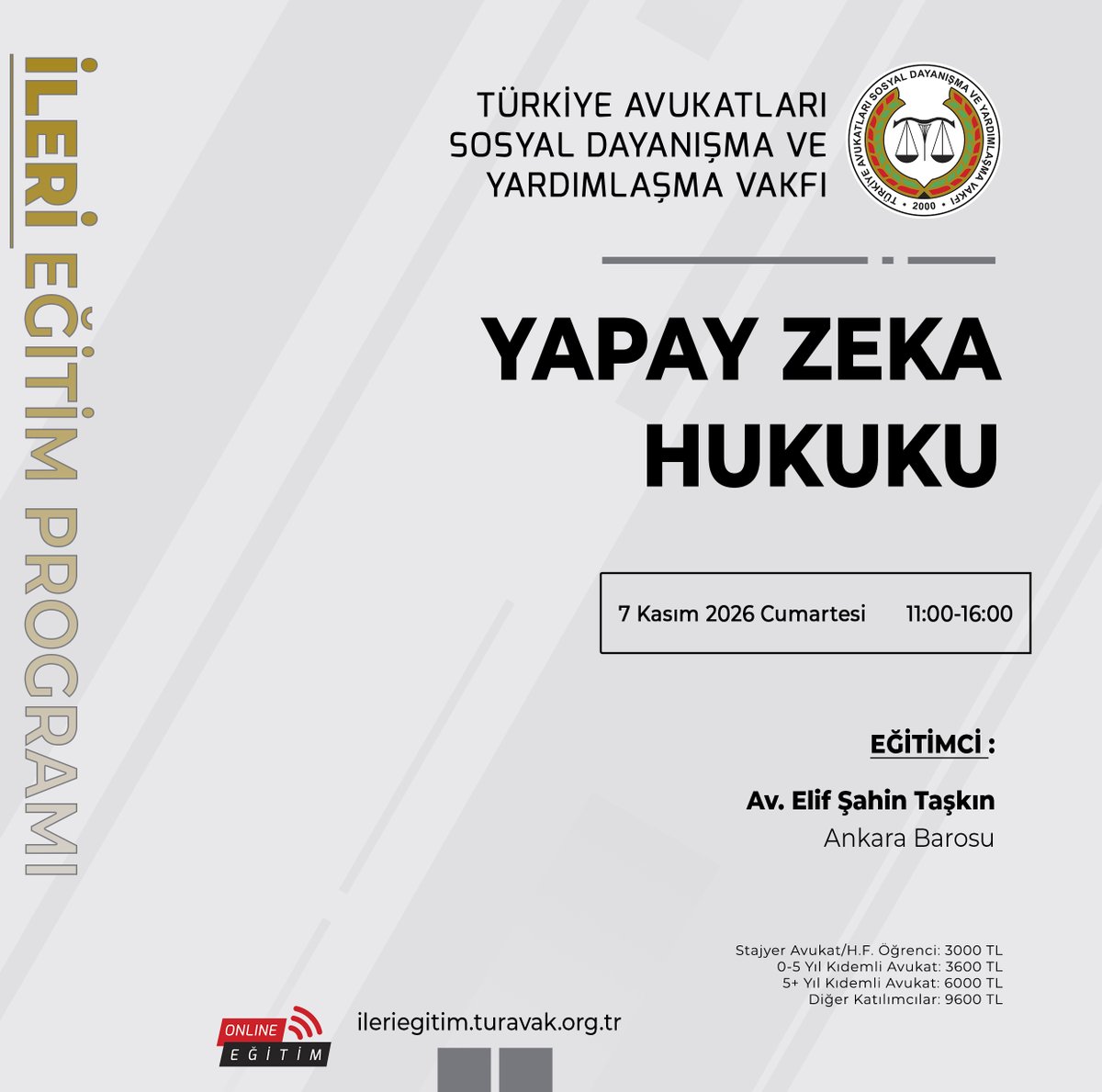 turavak's tweet photo. Yapay Zeka Hukuku İleri Eğitim Programı başvuruları başladı. Kayıt linki profilimizde mevcuttur. https://t.co/aElv3HDrON