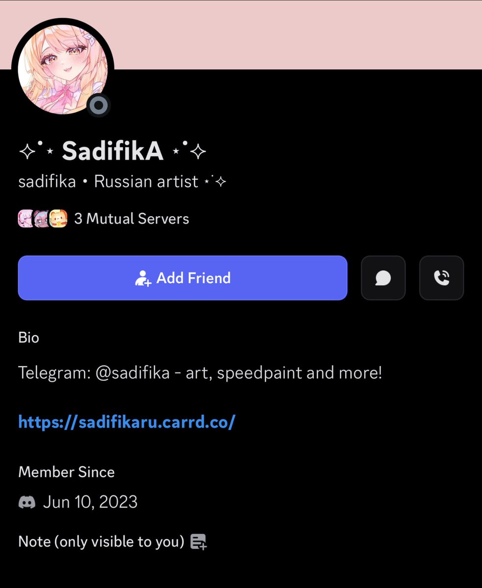 sadifika's tweet photo. SCAM ALERT 😵‍💫 

A scammer is impersonating me on D discord and selling fake ai art under my name. They already stole $80 from a client :(

I ONLY accept commissions HERE. I only use Discord if YOU ask me to

Block and report them  (proof below) https://t.co/xyYrFH4E04