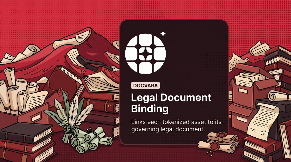 DocvaraLegal's tweet photo. Ownership alone is not enough. The governing legal document must travel with the asset.

Docvara permanently binds every tokenized issuance to its exact legal document version, giving investors and issuers a shared source of legal truth. https://t.co/zpz8SDeSjJ