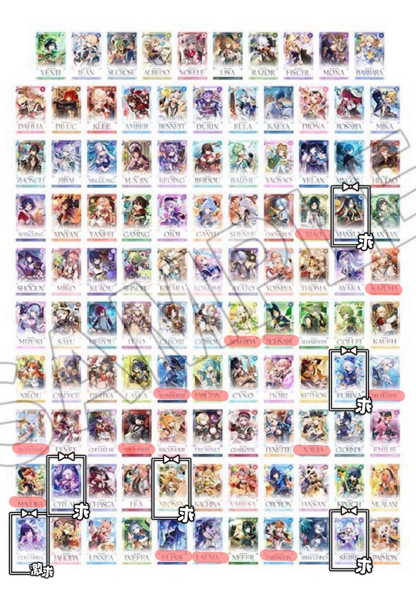C6s2z's tweet photo. 【交換/仮約束】 原神 ホヨランド おみくじ 韓国  
30〜60点代行依頼中です

求:コロンビーナ＞友人分(フリーナ/スカーク/シトラリ/シロネン/閑雲)＞定価+α
譲:上記キャラ以外の画像記載キャラ

※一部お声がけ中/赤線キャラは二次枠～ 
※一部星5キャラは他キャラ抱き合わせ可能な方のみ (続きます) https://t.co/B0Hdsz4FUM