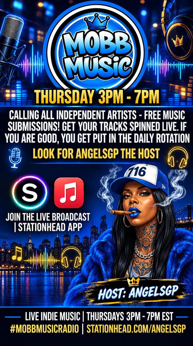 AngelSgp20's tweet photo. https://t.co/1XPxHM6RAb
🔥🔥🔥🔥LIVE 3PM-6PM🔥🔥🔥🗣🙌🏿📩 REQUEST YOUR TRACK TO BE ADDED TO MOBB MUSIC WHILE LIVE🔥🔥🔥🥂🍾👊🏿 https://t.co/H2i48zY95y