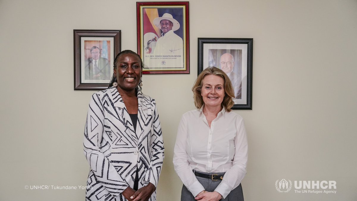 UNHCRuganda's tweet photo. Thank you H.E. Katrín Einarsdóttir, Head of Mission at the Embassy of Iceland🇮🇸, for a productive discussion today with UNHCR Uganda Representative Margaret Atieno. 

Iceland’s support helps refugees and host communities access education, health and WASH services.  🇺🇬 https://t.co/2dxjm8qlzn