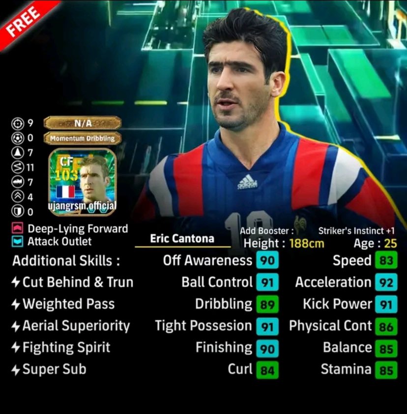 MERAXESGAMING's tweet photo. Eric Cantona's Epic Best Training for Free 🔥🔥✨ https://t.co/USwM9fbGtR