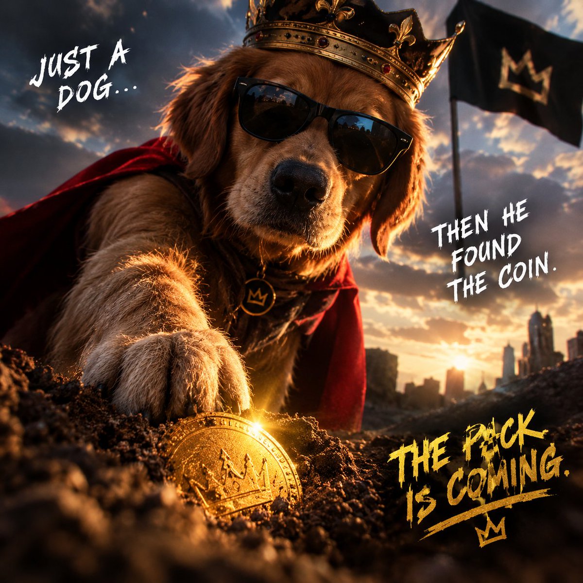 doglanderSOL's tweet photo. Nobody knows where he came from.

They say he was just a normal dog.
One day, he found something buried in the dirt.
A golden coin.

He touched it.

The rest is history.

Now he wants the whole world to know who's a good boy.

THE PACK IS COMING. https://t.co/FOxpxnNu8r