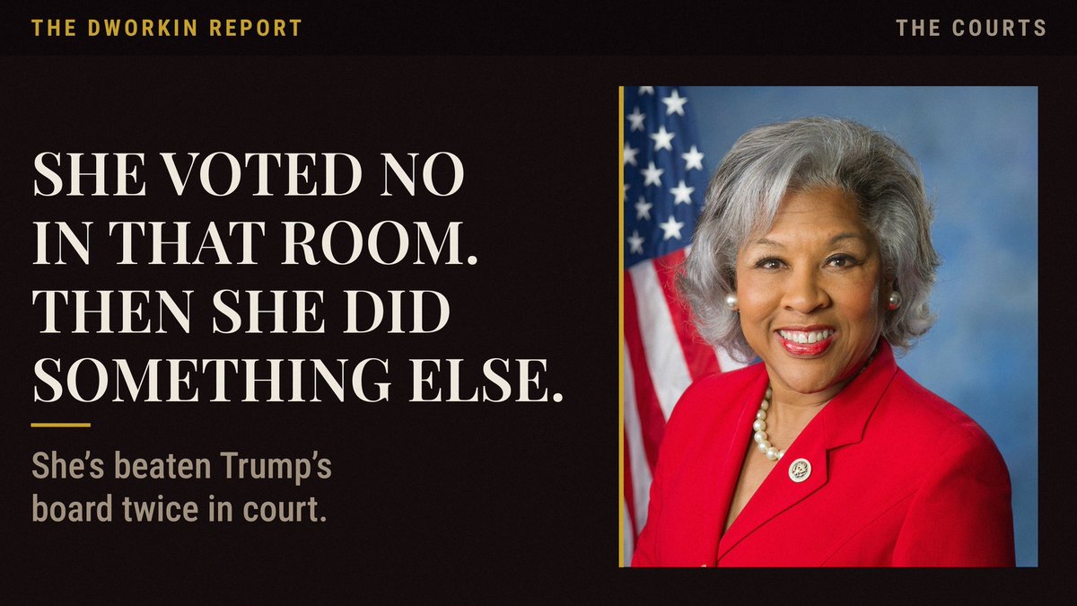 funder's tweet photo. Joyce Beatty sued over Trump putting his name on the Kennedy Center.

She won in May.

She won again Tuesday.

Wednesday they locked the doors, and she was back in federal court by afternoon.

https://t.co/vLQSIx0OZV https://t.co/6cKmr83X5Z