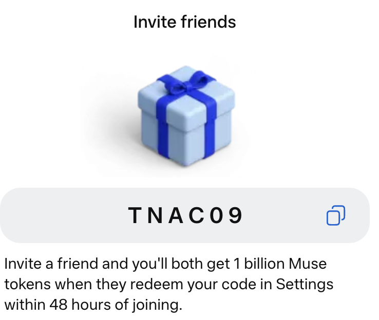 PointsPro's tweet photo. 🚨 Get Muse in India plus invite code

Muse isn't available in India, but here is how you can use it!

1.  Connect to a US server with VPN 
2.  Open https://t.co/fCsXx2jN9h in a browser (forget app) or switch to desktop mode on mobile browser
3.  Sign up: https://t.co/KOkmkS6ZAh

VPN is only to join. After signing up, it is not required! 😀

We both get 1 billion tokens if you use my code: TNAC09

After you log in, do this for 1 billion extra tokens within 48 hours (but do it ASAP):

Settings → General → Redeem invite code (TNAC09)

Let me know once you can sign up.