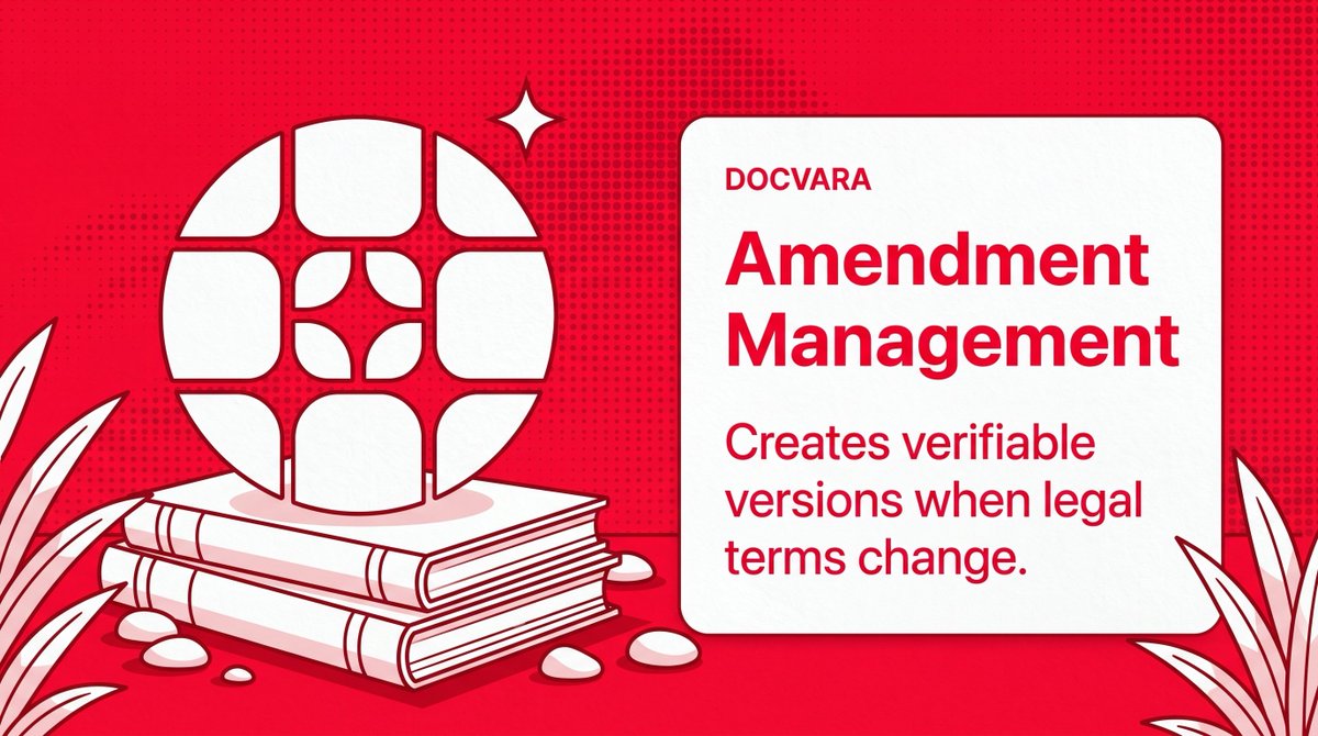 DocvaraLegal's tweet photo. Legal agreements evolve, but historical records should never become ambiguous.

Docvara creates signed, verifiable document versions whenever amendments occur, preserving a complete audit trail without overwriting previous terms. https://t.co/Sb6k6bX6yL