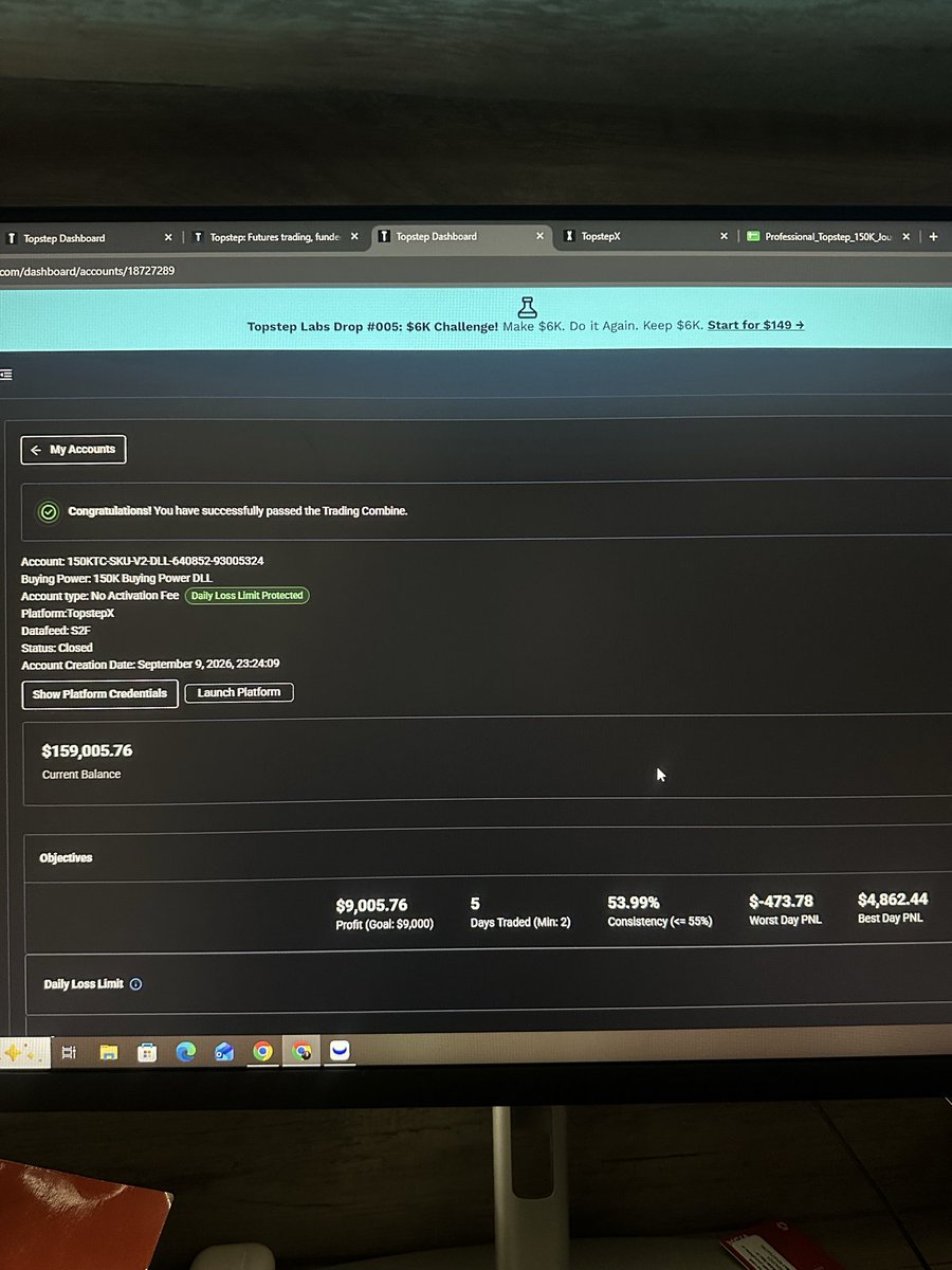 Awung_zeff's tweet photo. Bang Bang!! I’ve done it!!!!! After 5 attempts I’ve passed my first phase to getting funded by Topstep!!✅ https://t.co/a1w7vxldQw