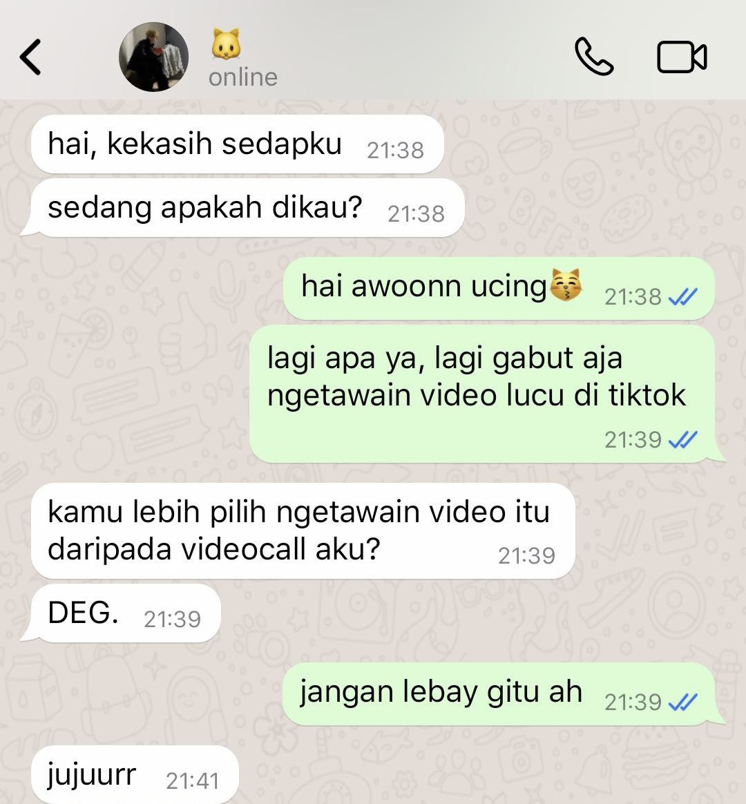 vouxvouyez's tweet photo. sangseo onetweet au
from pacar ‘ucing’-nya seo

their daily convo https://t.co/WpR5C6PKrm