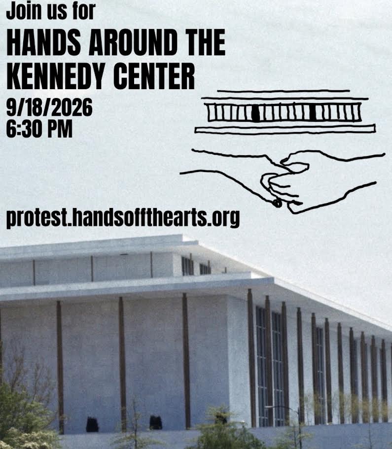 DCLabor's tweet photo. Hands Off the Arts we will be creating a human chain around the Center - Hands Around the Kennedy Center tmrrw 9/18 @ 6:30PM. The Kennedy Center belongs to the American people, not one man, and if you want to tear it down you have to go through us first. https://t.co/VvNoMZJV6A https://t.co/cbSoQFoFNs
