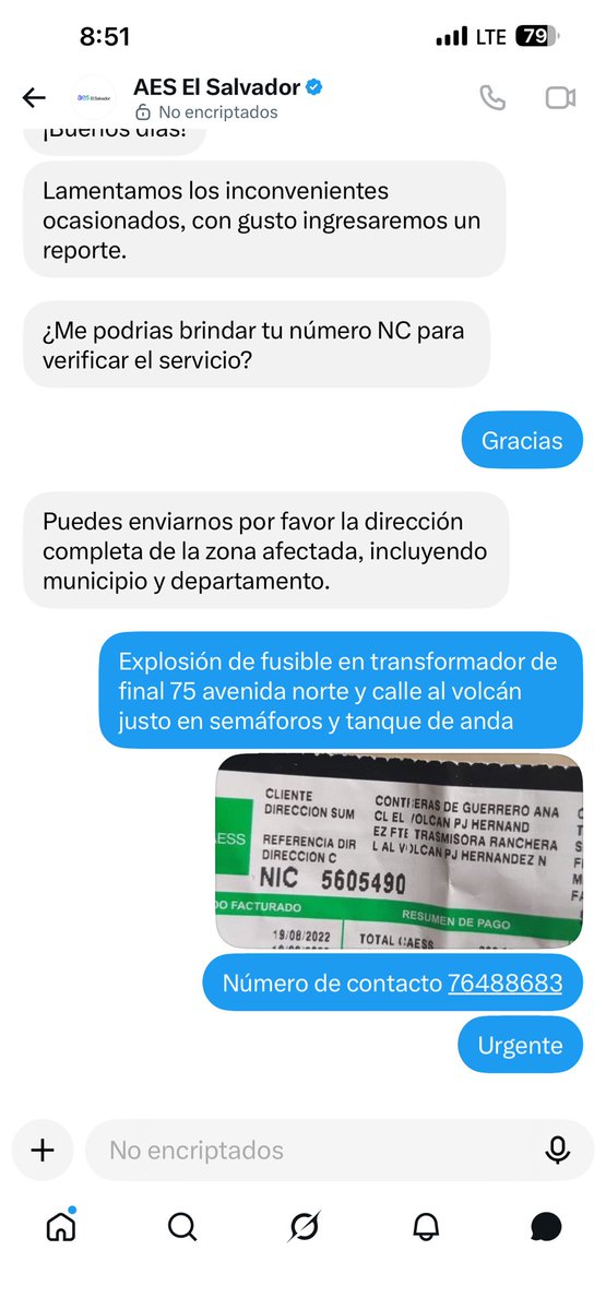 Hernriquez1's tweet photo. @AESElSalvador  nos brindan atención llevamos una hora pidiéndoles ser atendidos en llamadas y  en dm https://t.co/q4W1TtbFQG