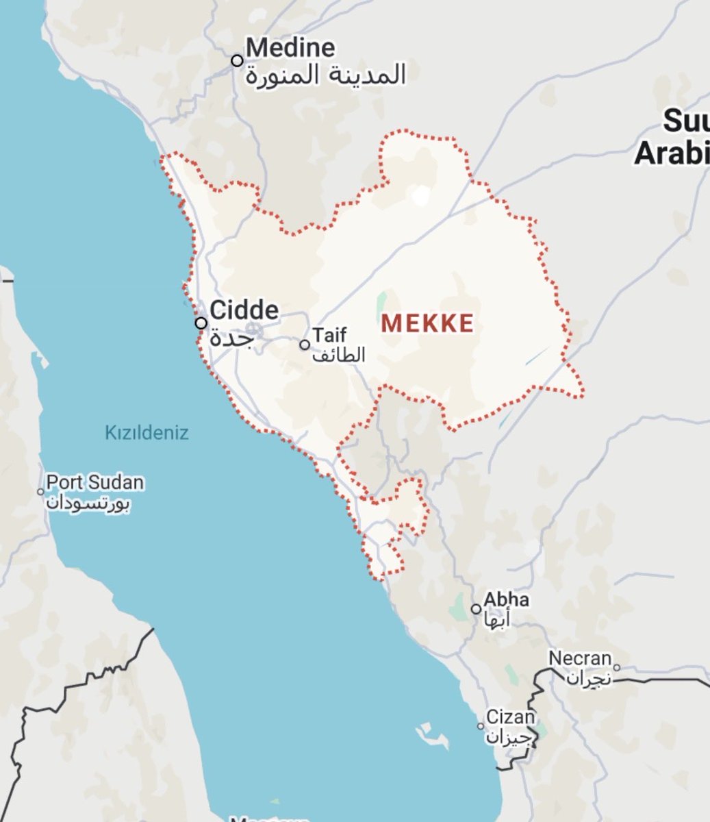 m_alierdogan's tweet photo. Mekke Bölgesi, Suudi Arabistan’ın 13 idarî bölgesinden biridir.
Mekke Bölgesi’nin başlıca şehirleri Mekke, Cidde ve Taif’tir.

Mekke Bölgesi’nin yüzölçümü 153 bin km karedir.
Türkiye’nin en büyük yüzölçümüne sahip ili Konya ise 40 bin km karedir.
Yani Mekke Bölgesi, Konya’nın yaklaşık 3,75 katı büyüklüğündedir.

Taif’te Kral Fahd Hava Üssü, Cidde’de ise Kral Faysal Deniz Üssü ve Prens Abdullah Hava Üssü bulunmaktadır.
Tüm bu üslerde ABD’li askerler ve askeri danışmanlar bulunmakta ve ortak askeri tatbikatlar yapılmaktadır.
Ayrıca bu bölgedeki 2 hava üssü Yemen’e yönelik saldırılarda yoğun bir şekilde kullanılmaktadır.

Bu üsler hem Suudi Arabistan hem de ABD açısından stratejik önem taşımaktadır.