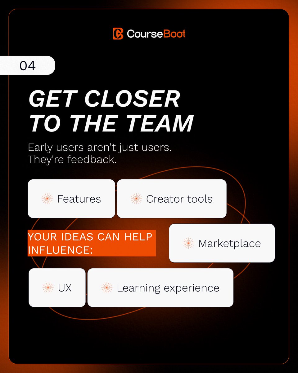 CourseBoot's tweet photo. Why join a platform early? 👀
More room to experiment.
 Test new AI + course formats. Build your profile early. Get closer to the team. Help shape the product.

And most importantly: start building before the crowd arrives.

CourseBoot Early Access 🟠 https://t.co/ewdaEHZdAR