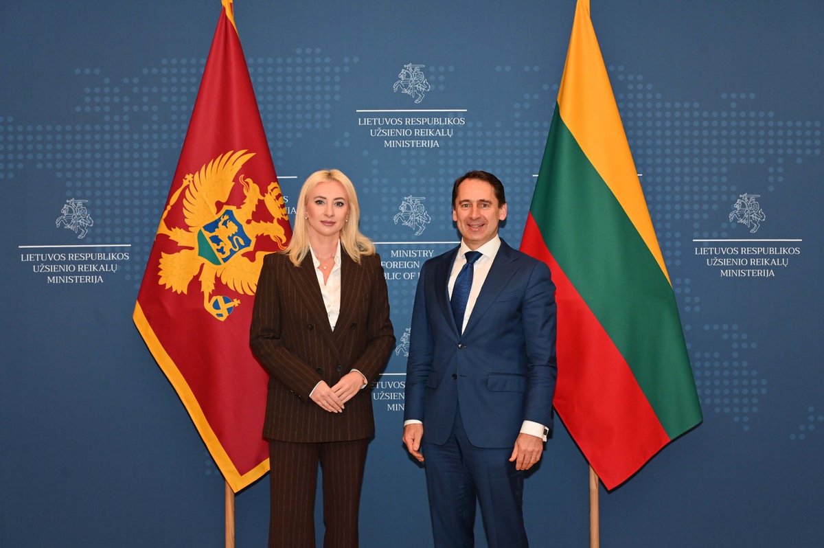 maidagorcevic's tweet photo. Lithuania is an important partner for Montenegro in the final stage of our European journey, and its presidency of the Council of the EU in the first half of next year comes at an important moment for our accession negotiations. 🇲🇪🤝🇱🇹

In Vilnius, I spoke with Lithuania’s Deputy MFA @SigitasMitkus and Remigijus Motuzas, Chairman of the Foreign Affairs Committee and a member of the European Affairs Committee of the @LRSeimas, the Parliament of Lithuania, about the steps ahead of us.

We see the Lithuanian presidency as an important period for finalising the Accession Treaty, with the aim of becoming the 28th member of the European Union by 2028. 🇪🇺

#28by28 #NextEUMember
