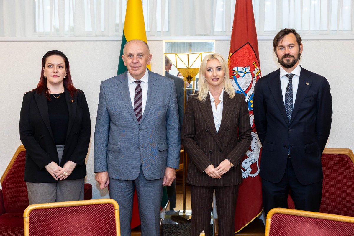 maidagorcevic's tweet photo. Lithuania is an important partner for Montenegro in the final stage of our European journey, and its presidency of the Council of the EU in the first half of next year comes at an important moment for our accession negotiations. 🇲🇪🤝🇱🇹

In Vilnius, I spoke with Lithuania’s Deputy MFA @SigitasMitkus and Remigijus Motuzas, Chairman of the Foreign Affairs Committee and a member of the European Affairs Committee of the @LRSeimas, the Parliament of Lithuania, about the steps ahead of us.

We see the Lithuanian presidency as an important period for finalising the Accession Treaty, with the aim of becoming the 28th member of the European Union by 2028. 🇪🇺

#28by28 #NextEUMember