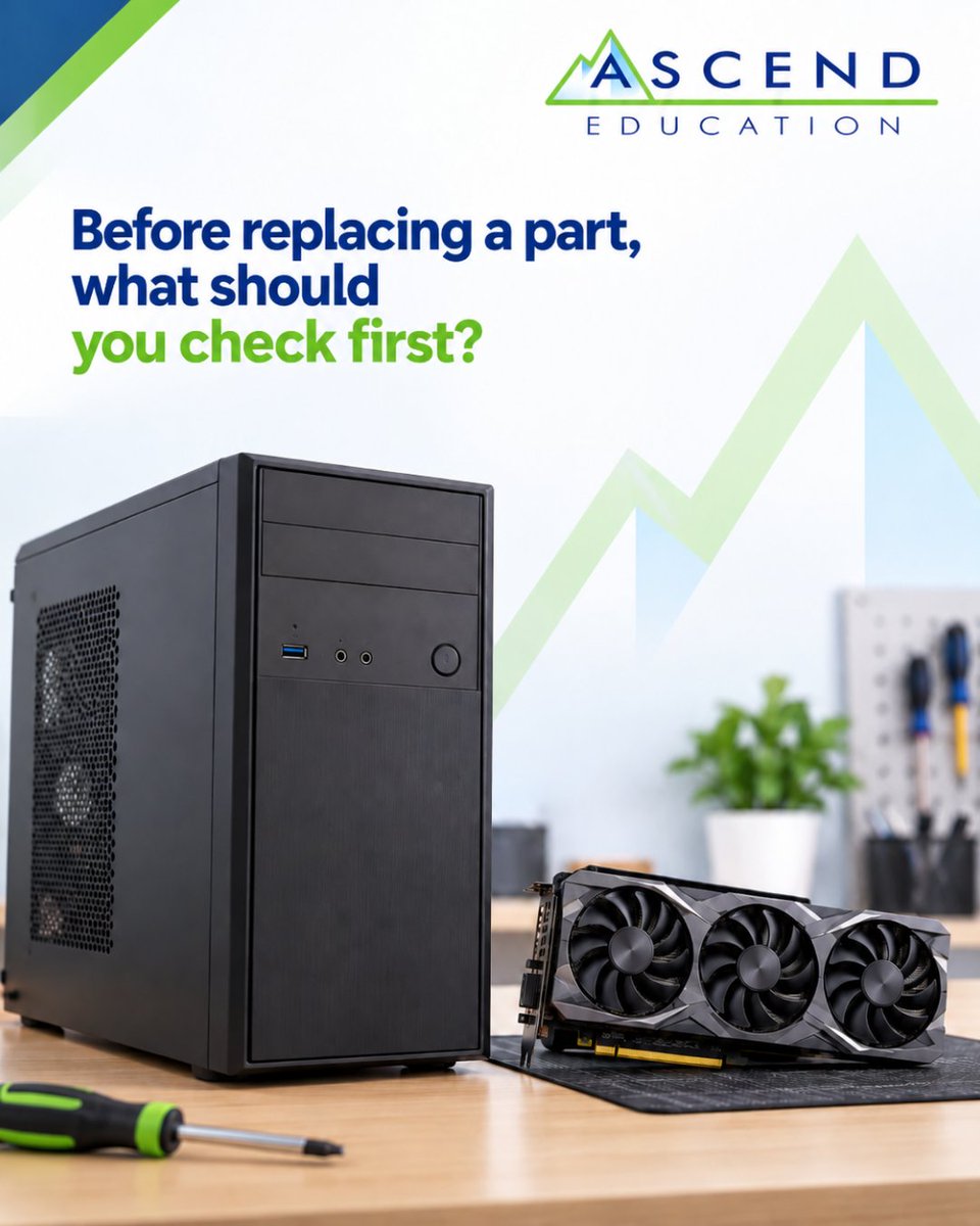 Ascend_EDU's tweet photo. The expensive-looking problem isn’t always the expensive problem.

Rule out the simple stuff first.

🔗https://t.co/8ekVlH3KYm

#CompTIAAPlus #ITSupport #Troubleshooting #AscendEducation https://t.co/7ncDegXqsN