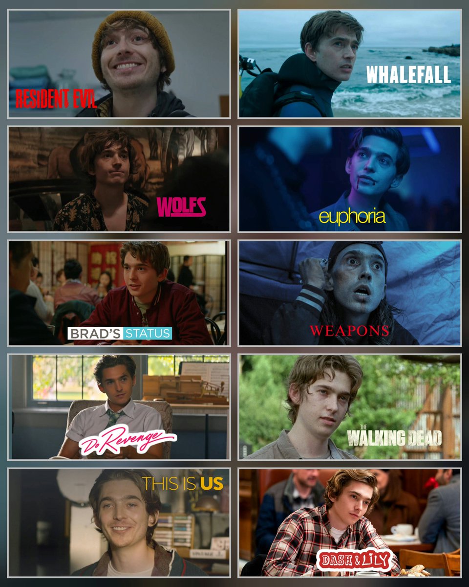 Darklex02's tweet photo. Austin Abrams' career so far 🎬🍿
(Chemical Hearts and Scary stories too ...)
#austinabrams #whalefall  #residentevil #horrorking #screamking #hollywood https://t.co/YDPPbULHbA