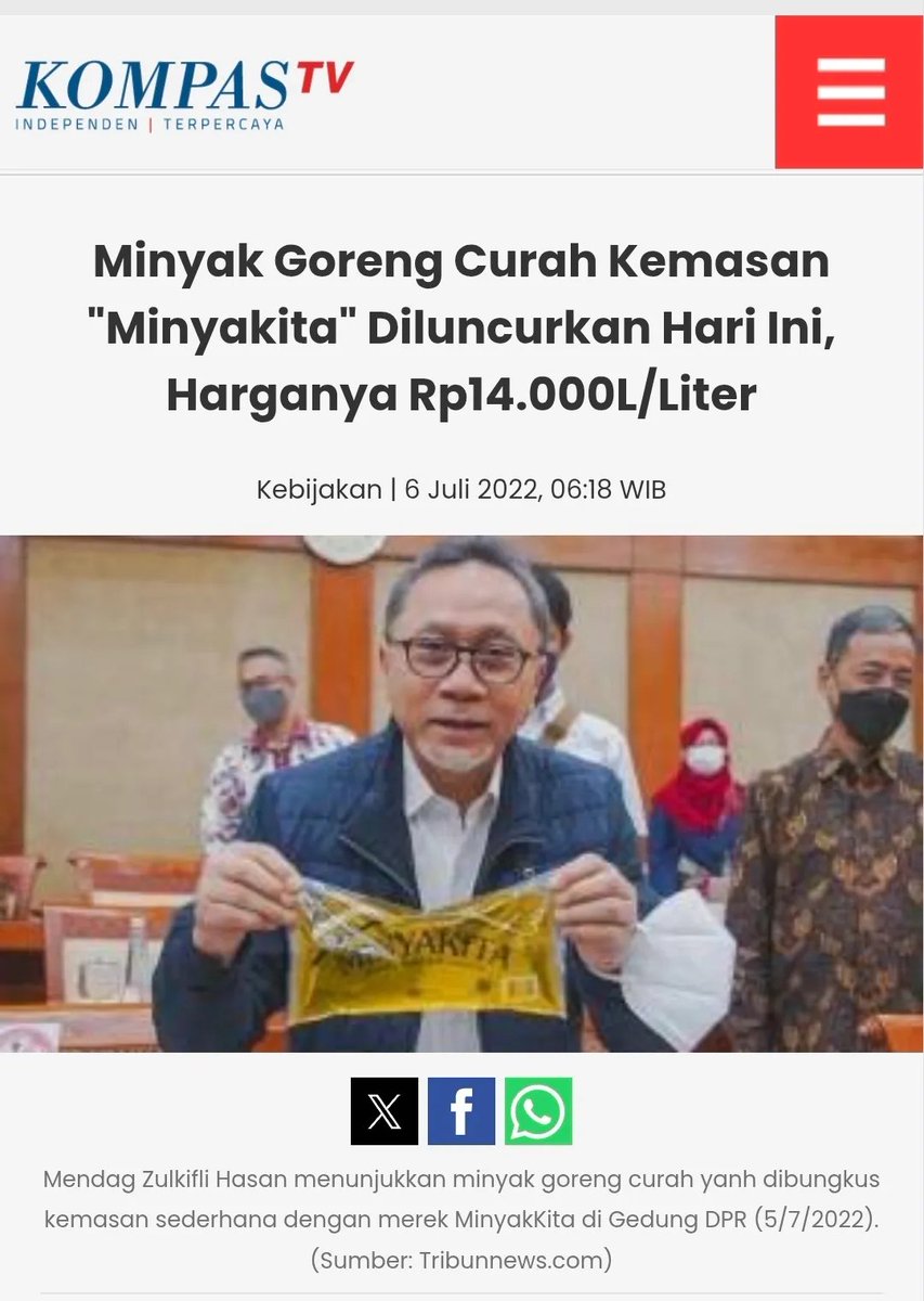 Sipitungscbd's tweet photo. 2022: Harga minyak goreng tinggi. Luncurkan Minyak Kita. Sampai sekarang harga minyak nggak pernah turun dan udah naik hampir 70%.

2026: Beras dibuat langka. Ganti SPHP jadi Beras Kita. Bersiaplah harga beras naik terus dan nggak akan turun lagi.

Zulkifli Hasan adalah alasan utama harga kebutuhan pokok kita tinggi. Dia adalah masalah utamanya.
