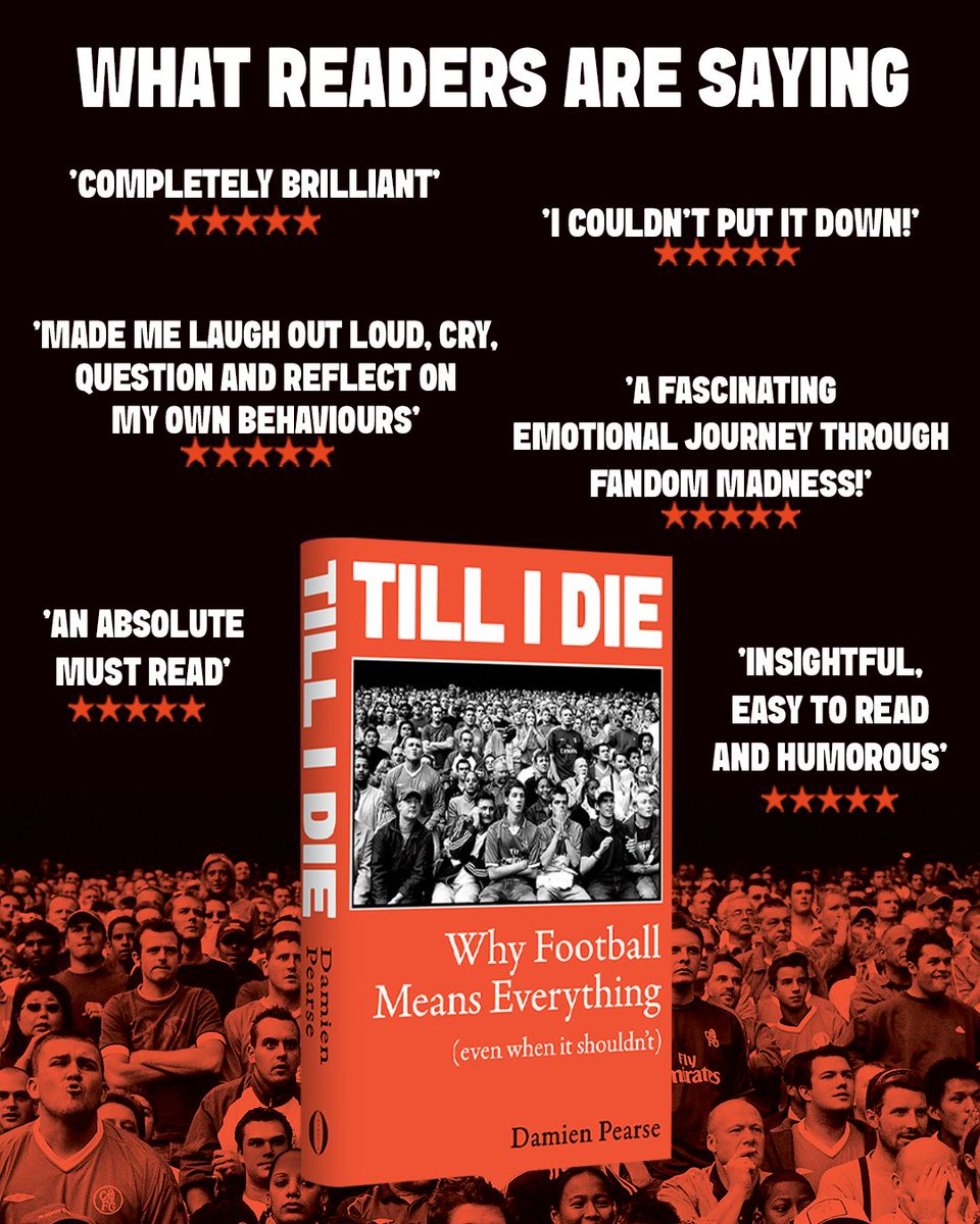 OneworldNews's tweet photo. Till I Die has been out for 2 weeks and readers are already loving it!

Damien Pearse meets with superfans, scientists, players and trolls, uncovering what drives our unwavering obsession with football. Examining ideas of identity, belonging, shame, modern masculinity and the most extreme acts of football fanaticism, Till I Die offers a poignant reappraisal of an enduring national pastime and passion.