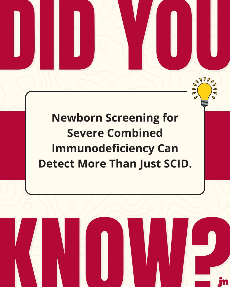 Info4PI's tweet photo. Did you know #NewbornScreening for #SCID can also identify babies who may have low T-cell levels associated with other conditions? Early detection can help connect babies and families with the specialists and care they need as soon as possible. Learn more about newborn screening for SCID and #PrimaryImmunodeficiency here: https://t.co/PzjPhuTG1q