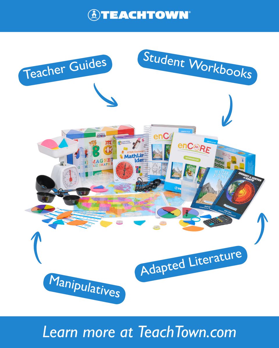 TeachTown's tweet photo. Unbox back-to-school success with enCORE’s K-12 curriculum kit! Inside you’ll find everything you need to boost student engagement and reduce teacher prep time. https://t.co/b0Wp2YjhtR https://t.co/DkudfIetfy