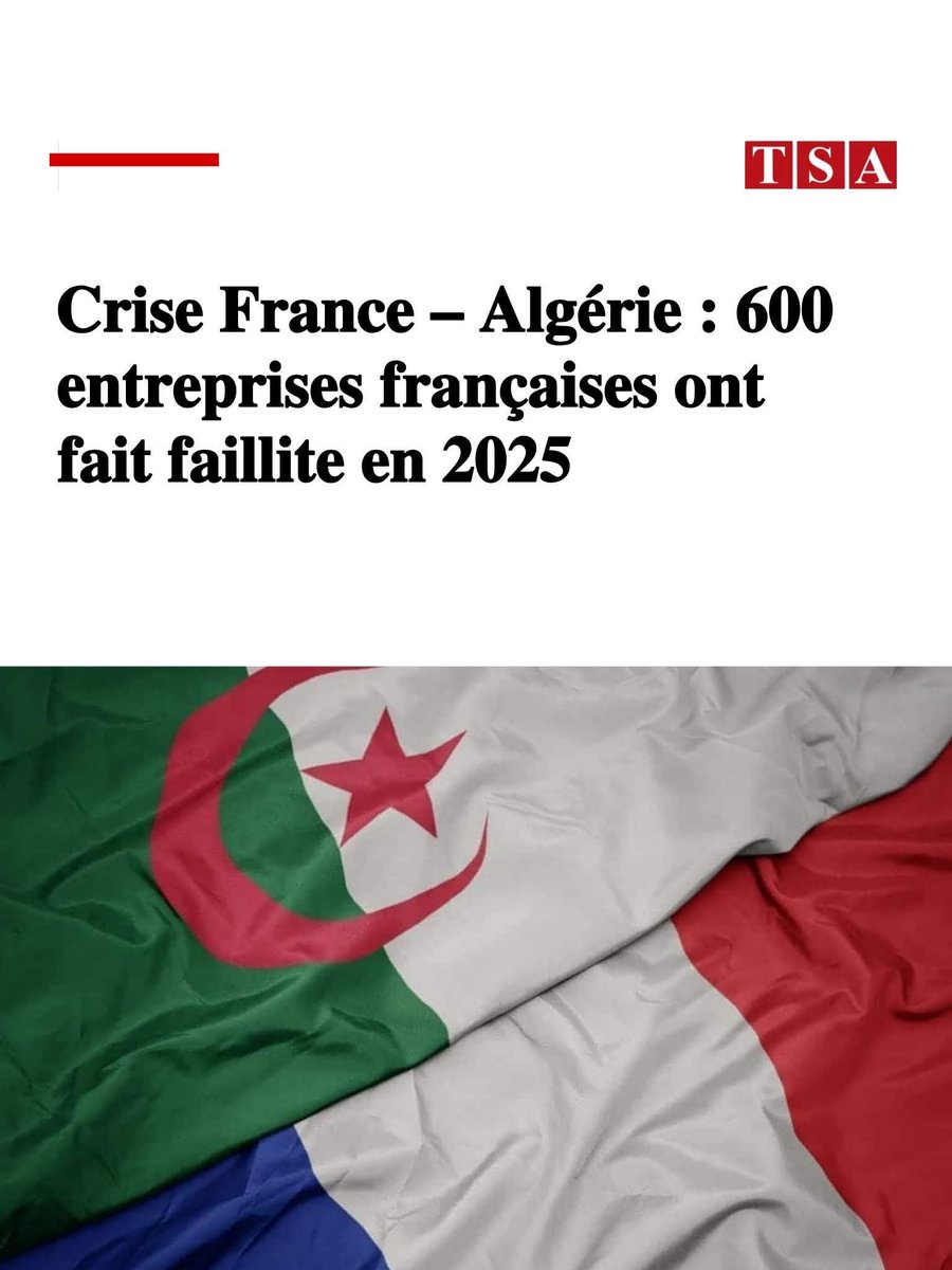 zeroukamine's tweet photo. @FoutuAvenir En plus de la dégringolade des échanges commerciaux entre la France et l’Algérie, la crise entre les deux pays a provoqué la faillite de plusieurs entreprises françaises. https://t.co/lHIdDSJmtk