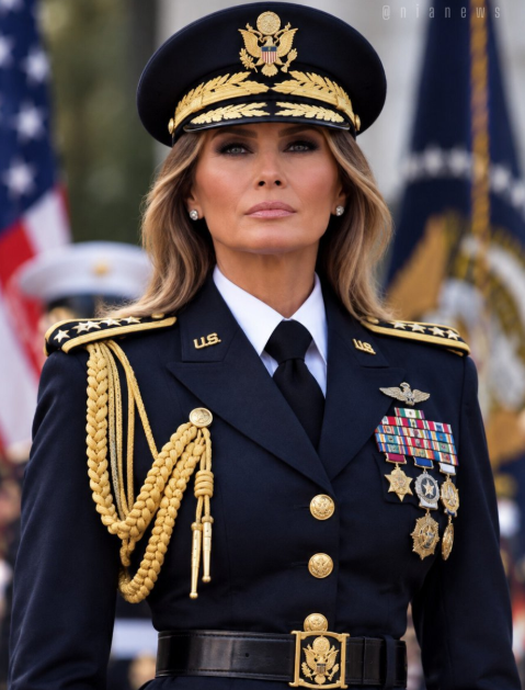 DavidCrum1's tweet photo. What's the first thing come to your mind when you see Melania in military uniform? https://t.co/CkzmCHrohl