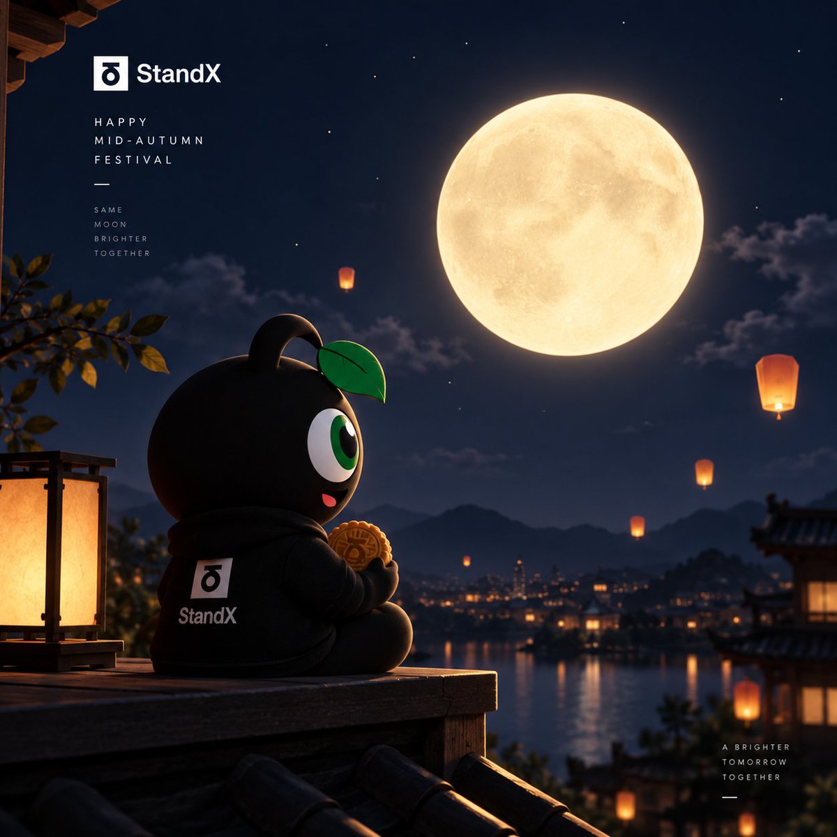 NoctharX's tweet photo. a little Mid Autumn mood with Stander

the full moon, warm lanterns and a mooncake make this night feel a little more special
just taking a moment to enjoy the calm, celebrate together and look forward to brighter possibilities

Happy Mid Autumn Festival
@StandX_Official #StandX https://t.co/XUU6yz1LKC