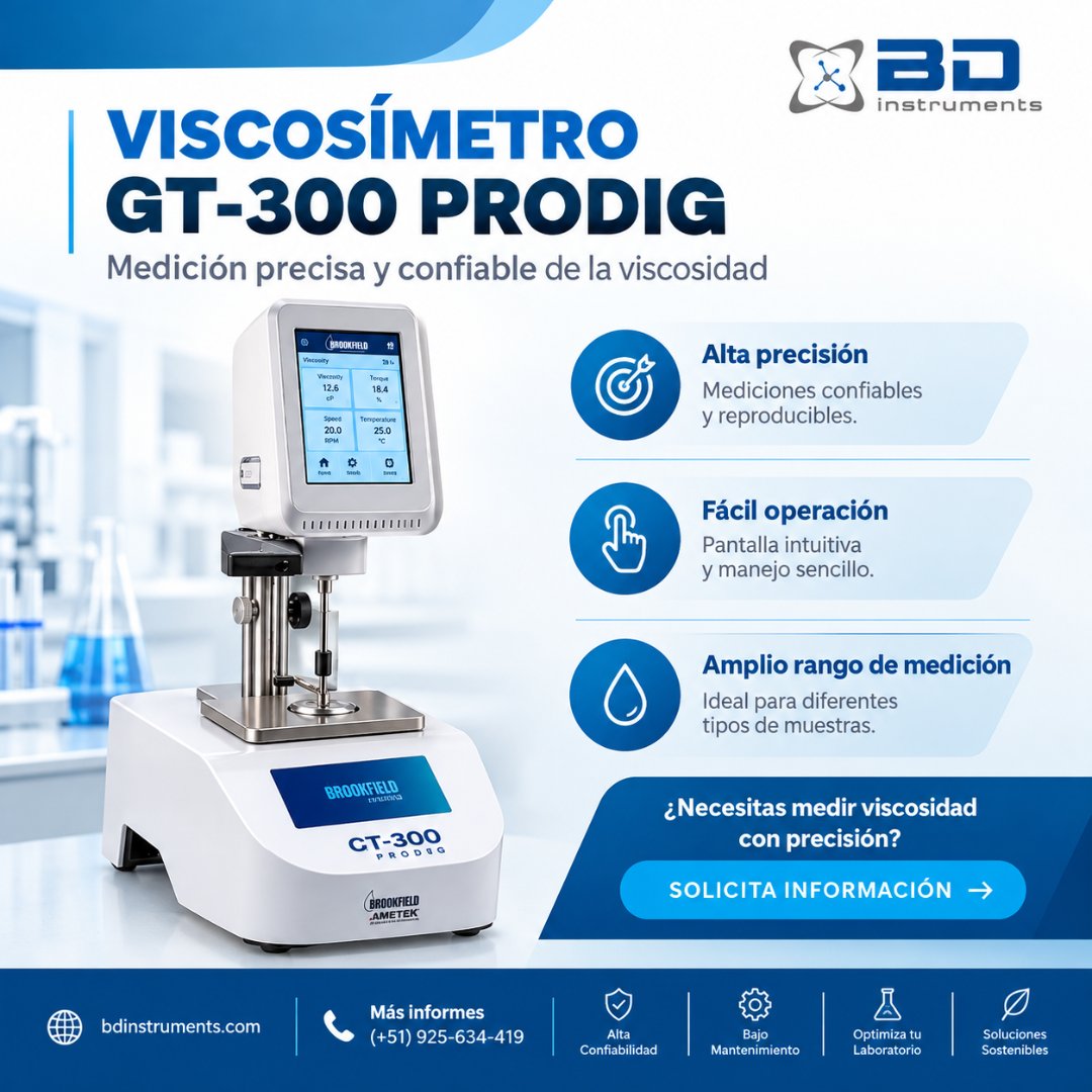 BDInstrumentos's tweet photo. Optimiza el control de calidad en tu laboratorio con el Viscosímetro GT-300 PRODIG de BD Instruments. 🧪

✅ Alta precisión y resultados reproducibles
✅ Pantalla intuitiva y fácil operación
✅ Amplio rango para múltiples muestras

#Laboratorio #Viscosimetro #BDInstruments https://t.co/iVsSjpNRtj