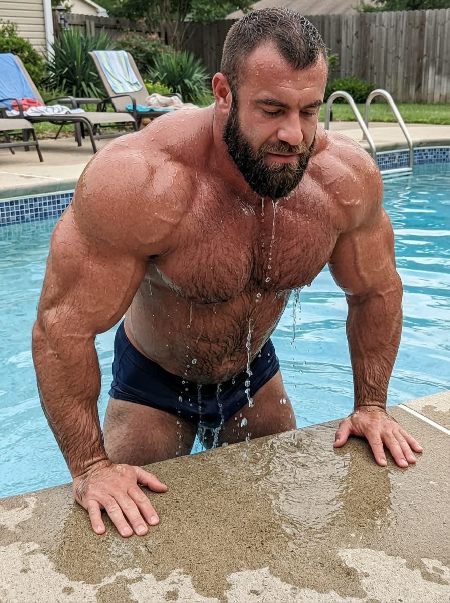 MuscleObey's tweet photo. Climbing out of the pool like it's a personality trait https://t.co/9fce6WoZtU