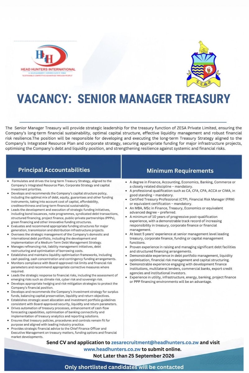 ZESAPVTLTD_'s tweet photo. Vacancies https://t.co/uJlTCBHbqX