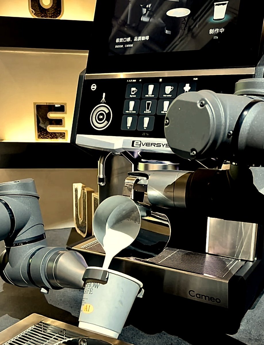 TwylaWagstaff's tweet photo. Tried the new AI-powered personal barista at our hotel u0026 it’s a game-changer! Custom brews on tap, super quick, 10/10 recommend.， https://t.co/zrLjlpU4PV