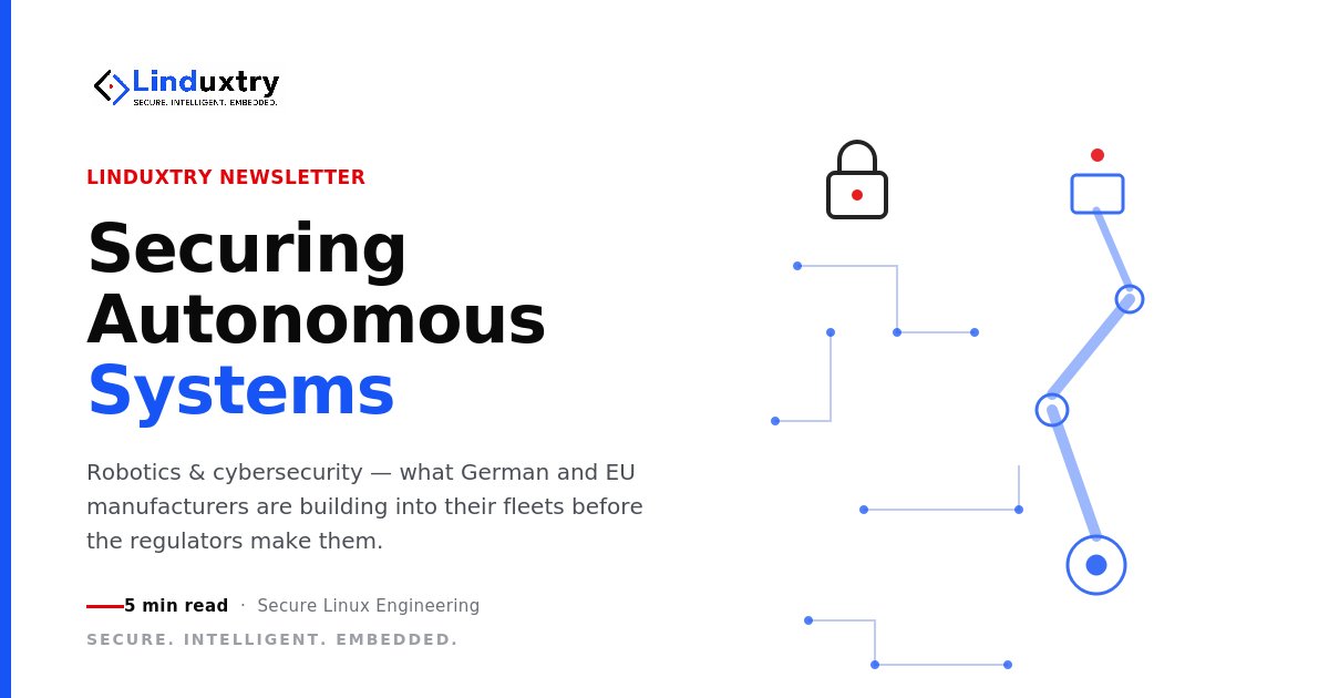 LinduxtryDE's tweet photo. Robots don't ask permission before they act.

That's what makes autonomy powerful — and exactly why security can't be an afterthought.

Secure Boot. TPM-backed encryption. Updates that fail safely.

5 min read 👇
Newsletter Link = https://t.co/ACFT20Ps3U https://t.co/I53ZObz4ZA