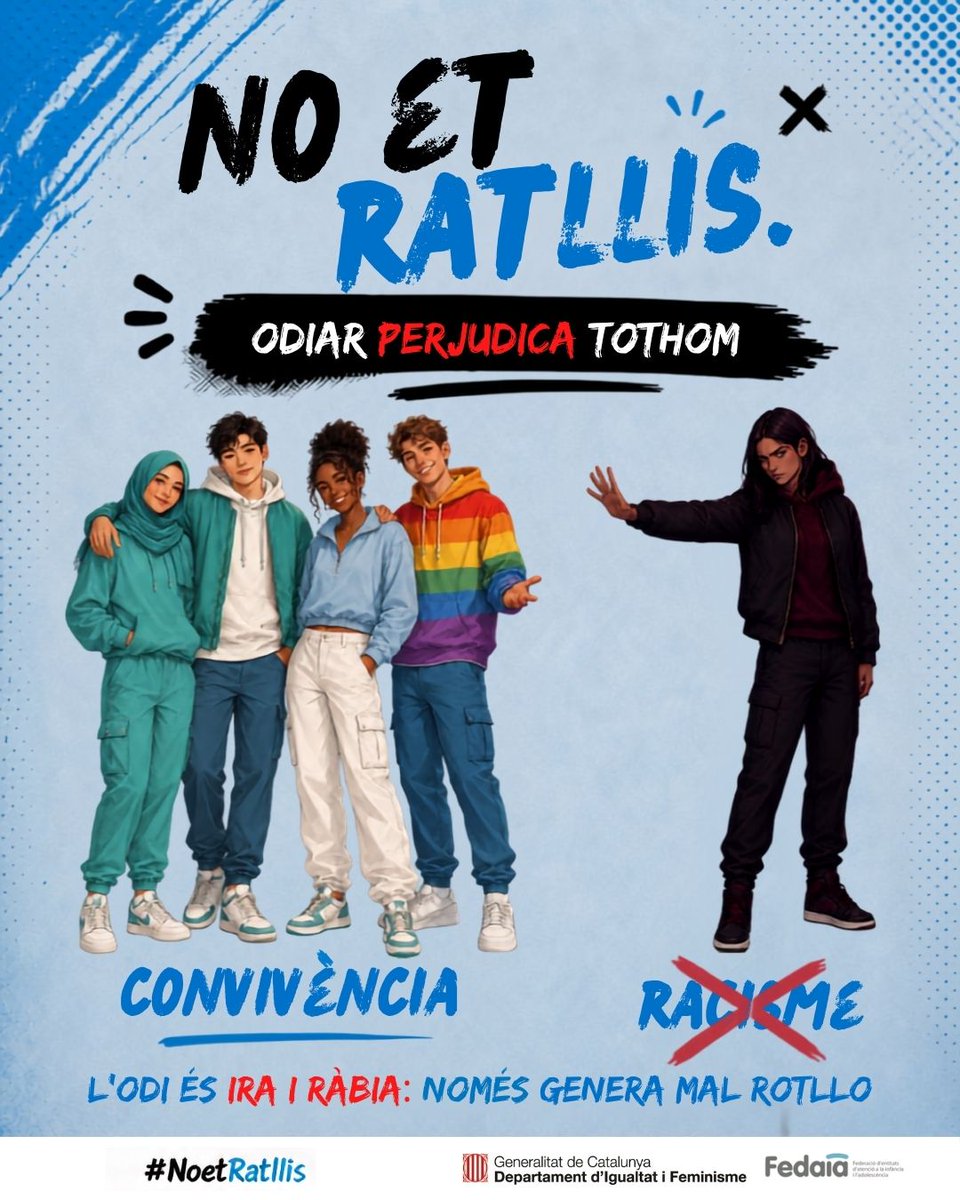 FundacioIdea's tweet photo. NO ET RATLLIS. ODIAR PERJUDICA TOTHOM.
En sumem a @FEDAIA 

#FEDAIA #NoEtRatllis #DiscursosOdi https://t.co/1MO4L1TVVm