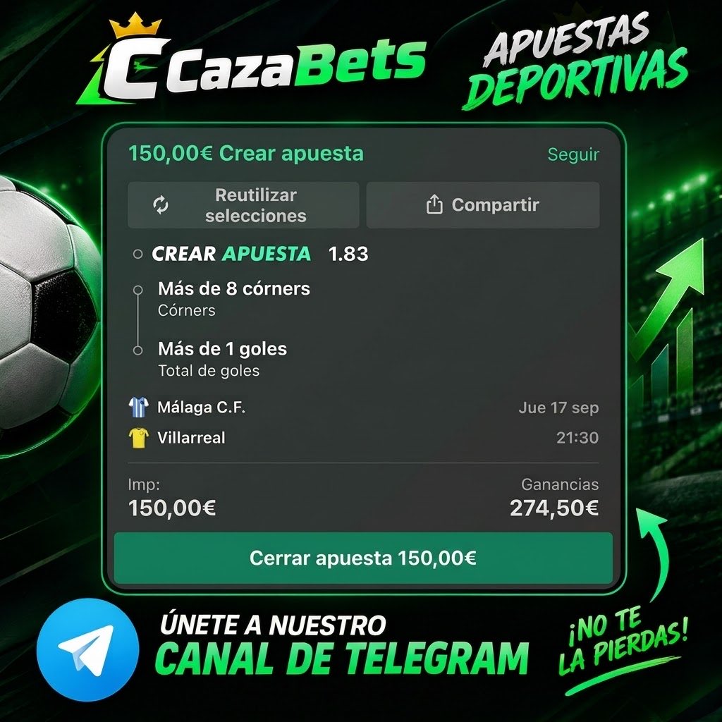 CazaBets's tweet photo. 🚨LAS BOOKIES SE HAN VUELTO LOCAS CON ESTA CUOTA🚨
Tenemos una lectura con un valor matemático brutal.⚽️🚩
📈Cuota 1.83 que es un auténtico regalo.
👇Únete GRATIS a mi canal de Telegram. Link en mi perfil.

#ApuestasDeportivas #Tipster #LaLiga https://t.co/rfk2ipjZfh